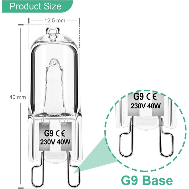 Dimmable G9 Halogen Bulbs 40W 230V Warm White For Microwave Oven Cooker Ceiling Lights Pack Of 12 [Energy Class G] - Image 3