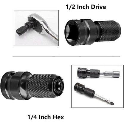 Impact Socket Driver Bit, 1/2" Square To 1/4" Hex Socket Adapters, For Impact Ratchet Wrench And Screwdriver Bit Holder - Image 2