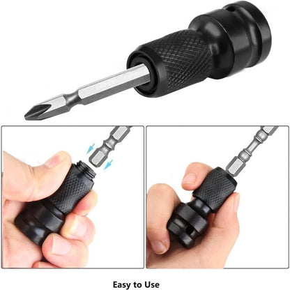 Impact Socket Driver Bit, 1/2" Square To 1/4" Hex Socket Adapters, For Impact Ratchet Wrench And Screwdriver Bit Holder - Image 3