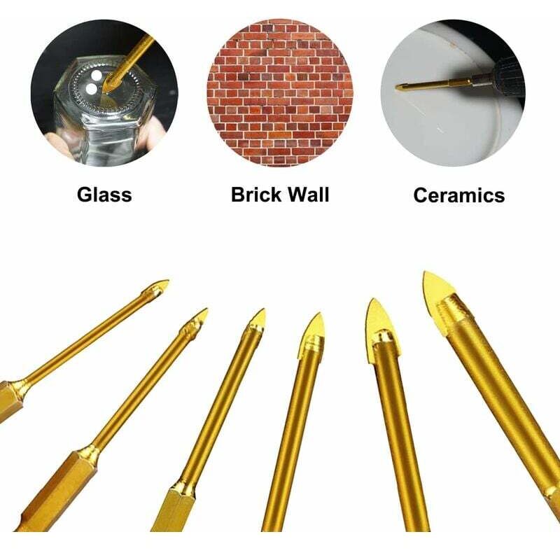 Tungsten Steel Glass Ceramic Tile Crystal Drill Bits With Hex Shank Titanium Coated 3Mm 4Mm 5Mm 6Mm 8Mm 10Mm 6 Pack - Image 3