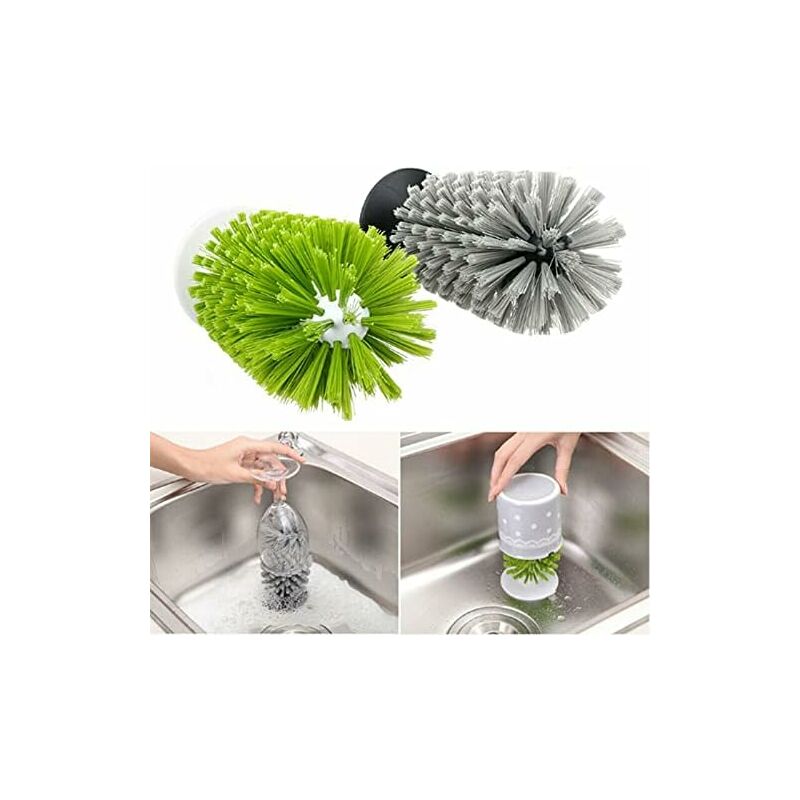Glass Bottle Brush, Cleaning Brush With Suction Cup, Bar Glass Bottle Cleaner, Kitchen Sink Cleaning Brush - Image 2