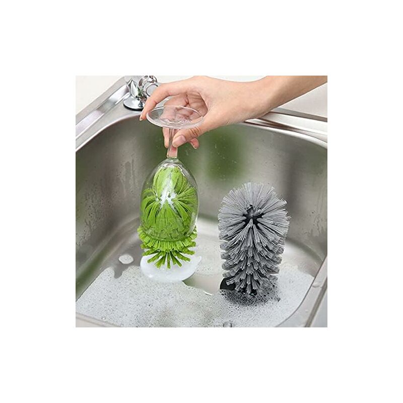 Glass Bottle Brush, Cleaning Brush With Suction Cup, Bar Glass Bottle Cleaner, Kitchen Sink Cleaning Brush - Image 4