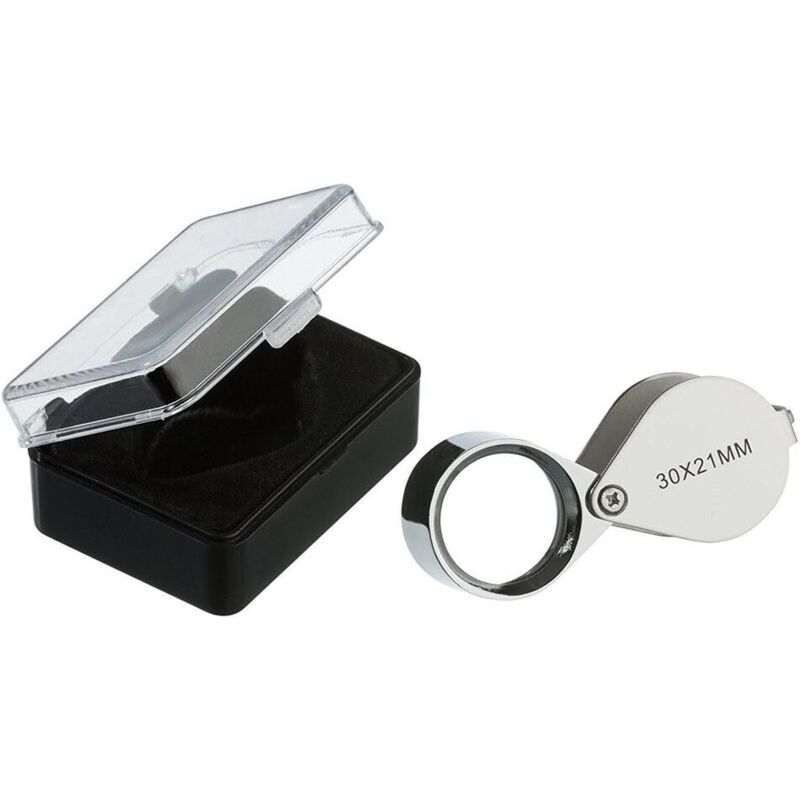 Jeweler Loupe - Magnifying Glass Loupe 30 X 21 Mm Jewelry Antiques Eyepiece Lens - 30X Pocket Loupe - Foldable Glass - - Image 2