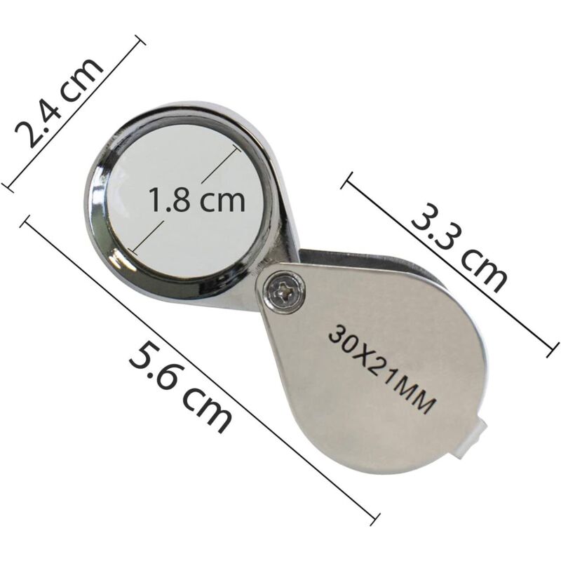 Jeweler Loupe - Magnifying Glass Loupe 30 X 21 Mm Jewelry Antiques Eyepiece Lens - 30X Pocket Loupe - Foldable Glass - - Image 3
