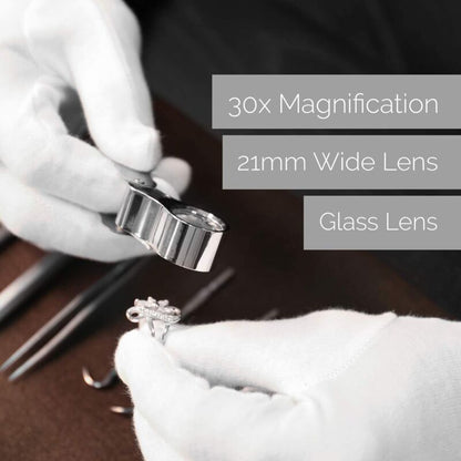 Jeweler Loupe - Magnifying Glass Loupe 30 X 21 Mm Jewelry Antiques Eyepiece Lens - 30X Pocket Loupe - Foldable Glass - - Image 4