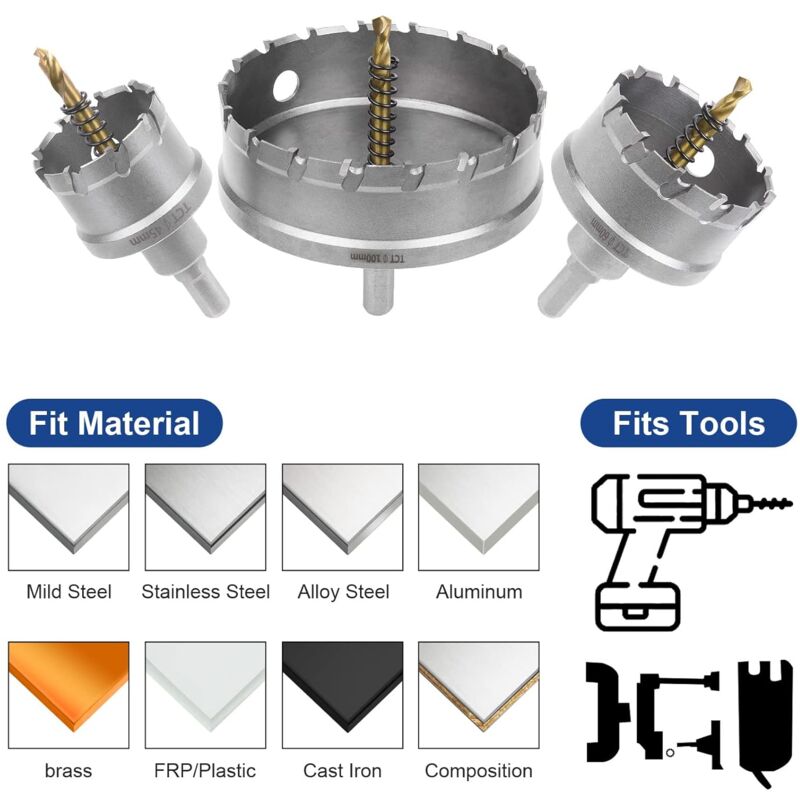 Bi-Metal Hole Saw, 45Mm Industrial Grade Stainless Steel Tct Carbide, High Speed Steel Metal Alloy Hole Saw For Metal, - Image 4
