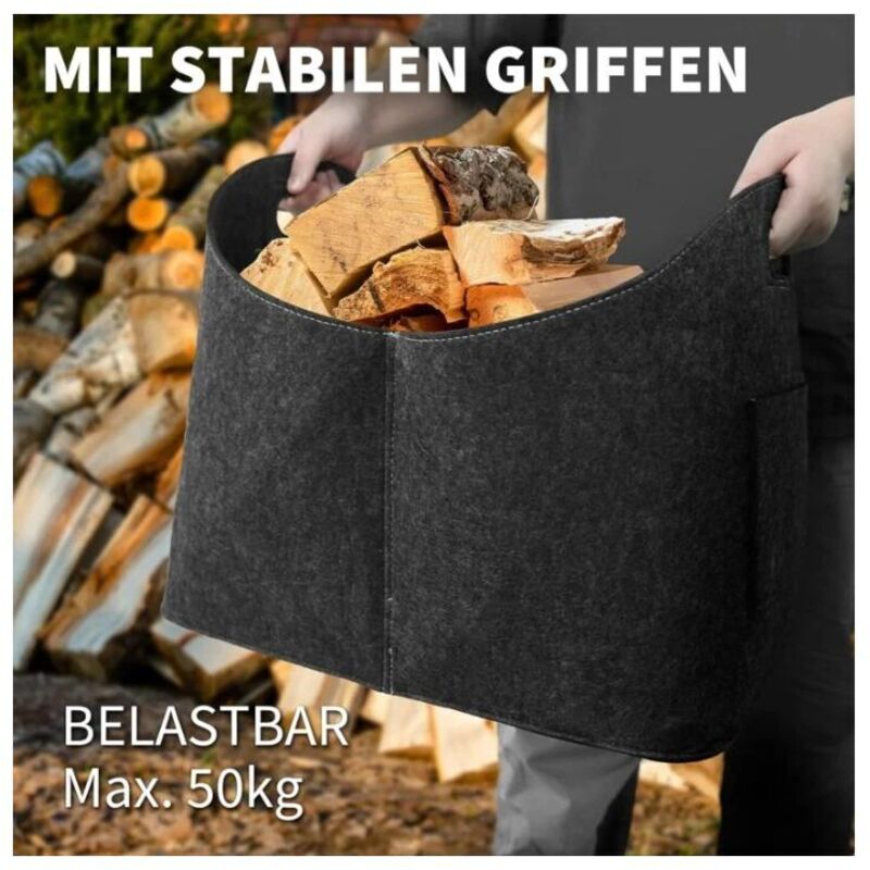 Firewood Basket, Felt Log Basket, Foldable Felt Log Basket, Fireplace Wood Bag For Wood, Newspapers, Firewood, - Image 4