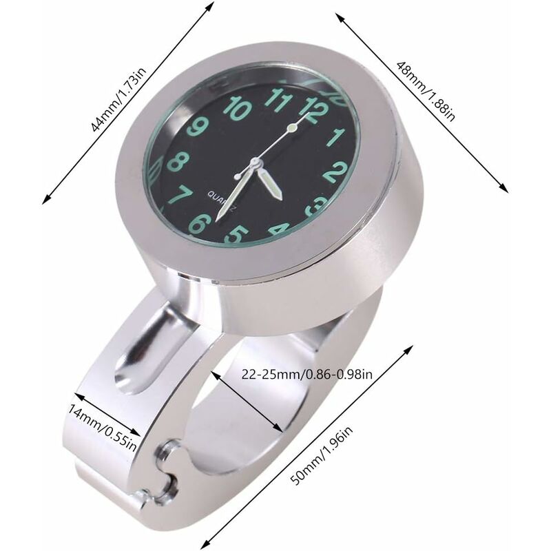 Motorcycle Handlebar Clock, Silver Motorcycle Waterproof Handlebar Glow Mount Clock Watch For Most Motorcycle Cruiser - Image 3
