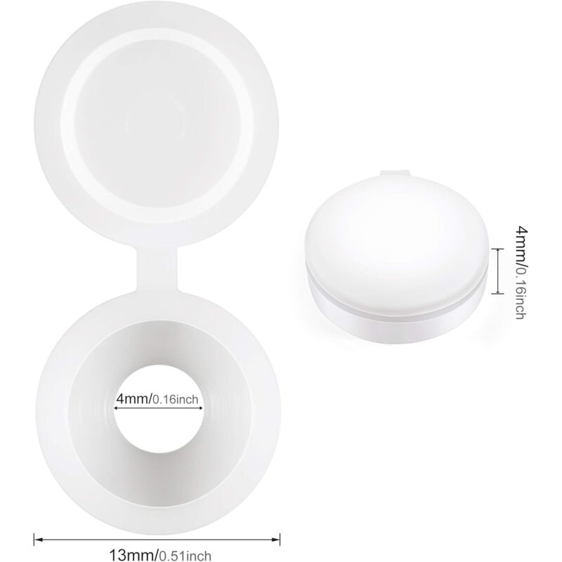 Plastic Hinged Screw Covers Fold Screw Covers Washer Flip Tops White - Image 3
