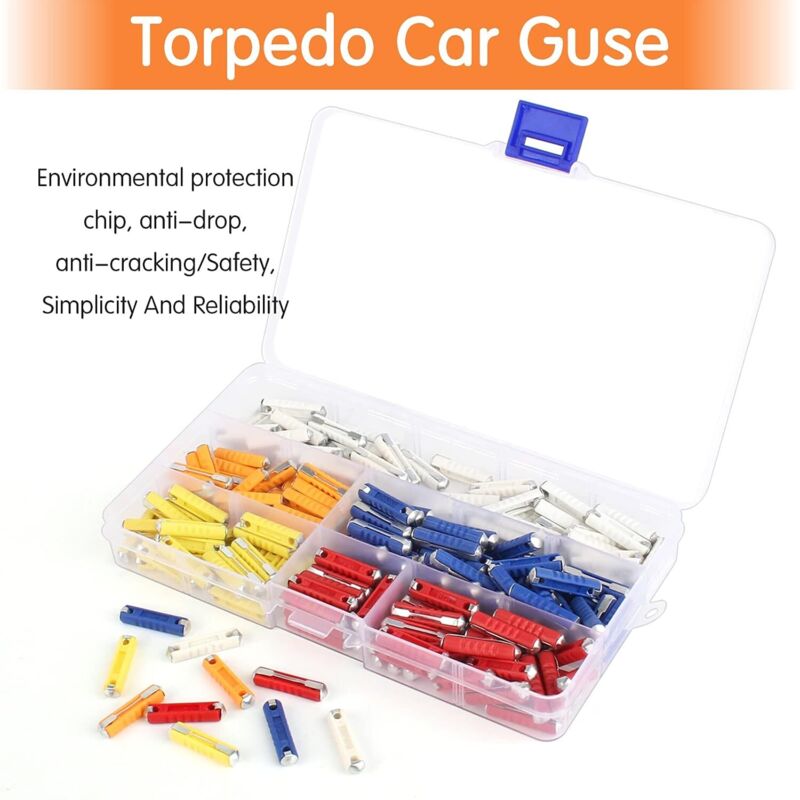 Torpedo Fuse, 200 pcs Car Torpedo Fuse For Classic Car Motorcycle, Car Torpedo Fuse With Storage Box And Continental - Image 3