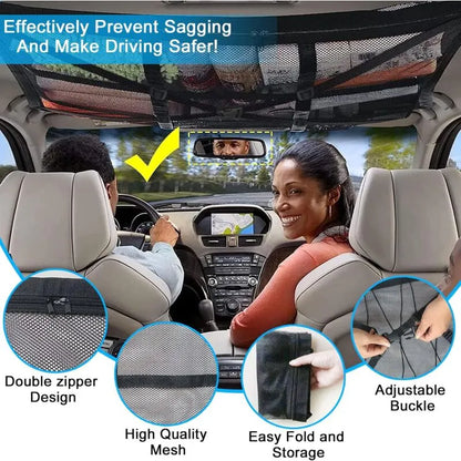 Car ROof Storage Net 90Cmx65Cm Universal Luggage Bag For Travel And Organizer Four ROof Armrests For Suv, Van - Image 4