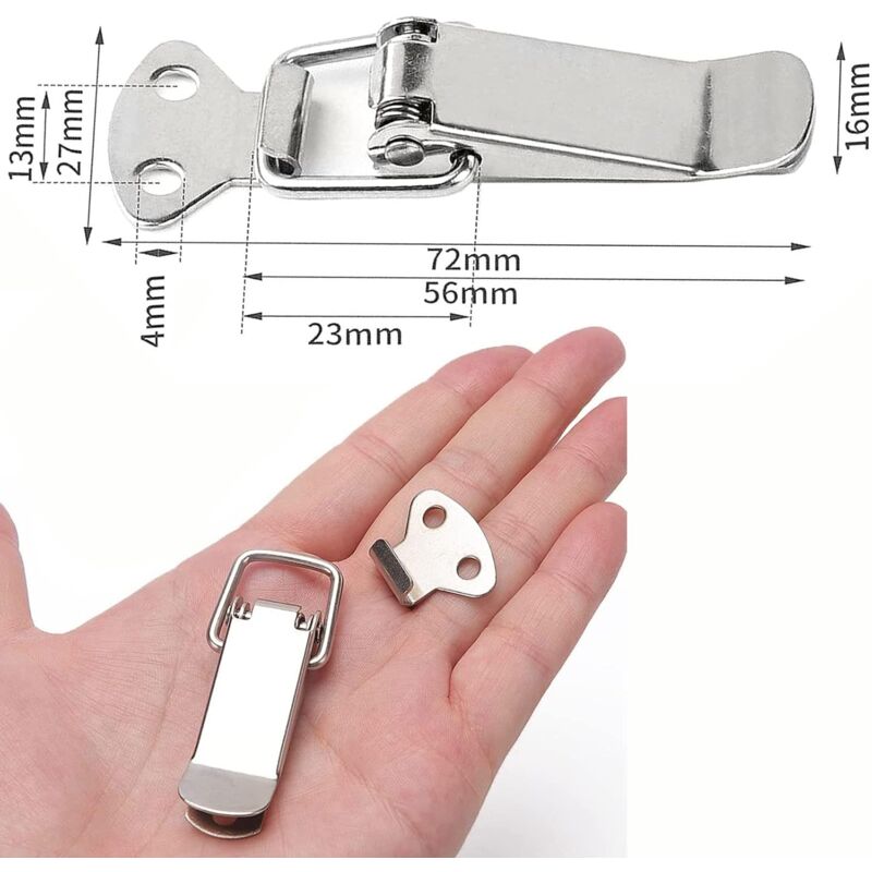 Stainless Steel Tension Clasp With Screws, 56Mm Lever Clasp, Toggle Spring Loaded Latch, Clamp Clip, Box Closure, Lock - Image 2