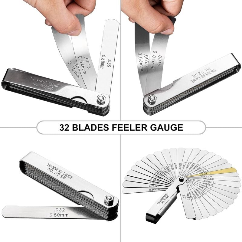 Precision Feeler Gauges, 32 Blades Metric/Imperial Marking Gap Gauge For Measuring Clearance Width/Thickness Sizes Gap - Image 2