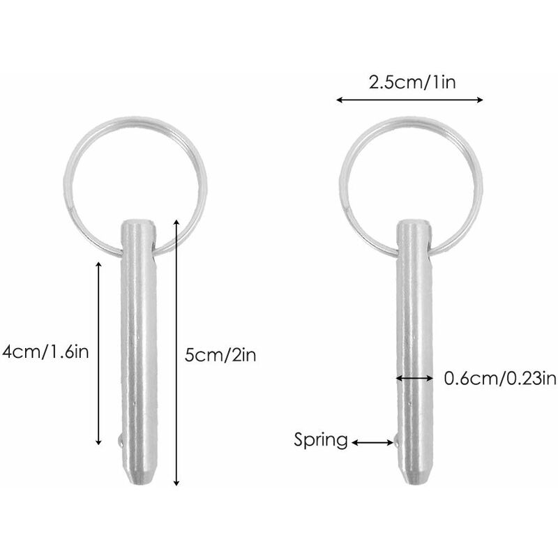4 pcs Quick Release Pins, 6.3Mm Top Pin Diameter, 51Mm Total Length, 40Mm Effective Length With 316 Stainless Steel - Image 2