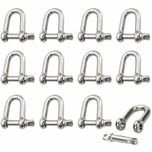 Stainless Steel Shackle 12 pcs M4 Stainless Steel Shackle Lifting Shackle Chain D Ring Shackle Pin Screw Buckle