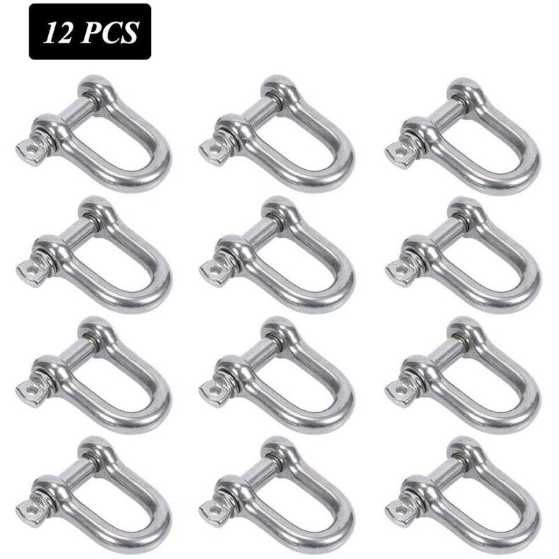 Stainless Steel Shackle 12 pcs M4 Stainless Steel Shackle Lifting Shackle Chain D Ring Shackle Pin Screw Buckle - Image 3