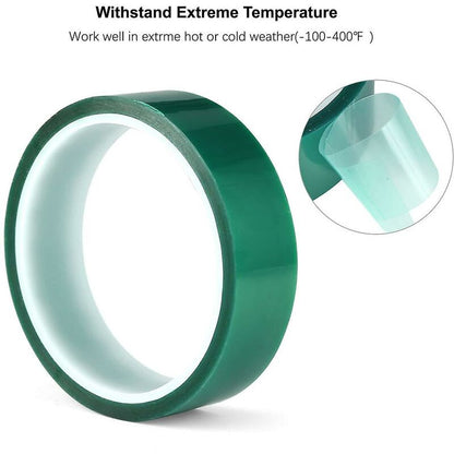 2 ROlls Green High Temperature Polyester Masking Tape Pet Powder Coated Ideal For Painting, Anodizing Applications - Image 2
