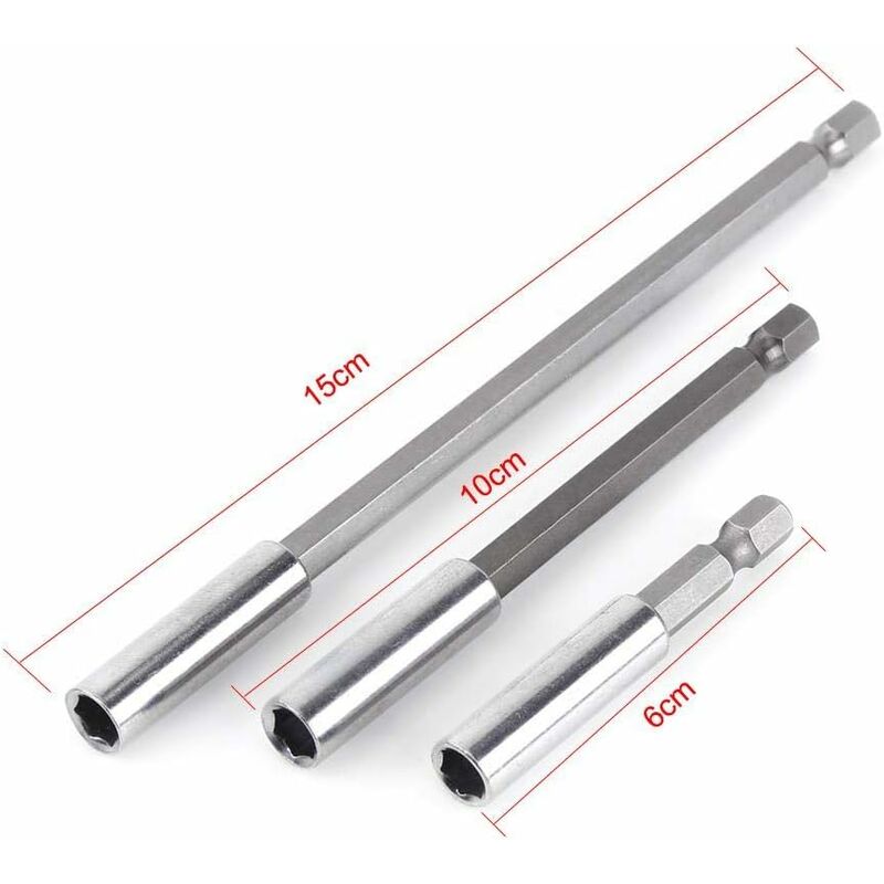 3 pcs 1/4" Magnetic Bit Holder Screwdriver Extension Hex Shank 60Mm 100Mm 150Mm Screwdriver Bit Extension - Image 2