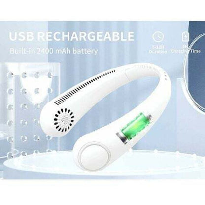 Portable Neck Fan, Usb Neck Fan With 1200Mah Battery, Bladeless Hands-Free Fan, 3 Speeds, 360° Adjustable Quiet Fan For - Image 3