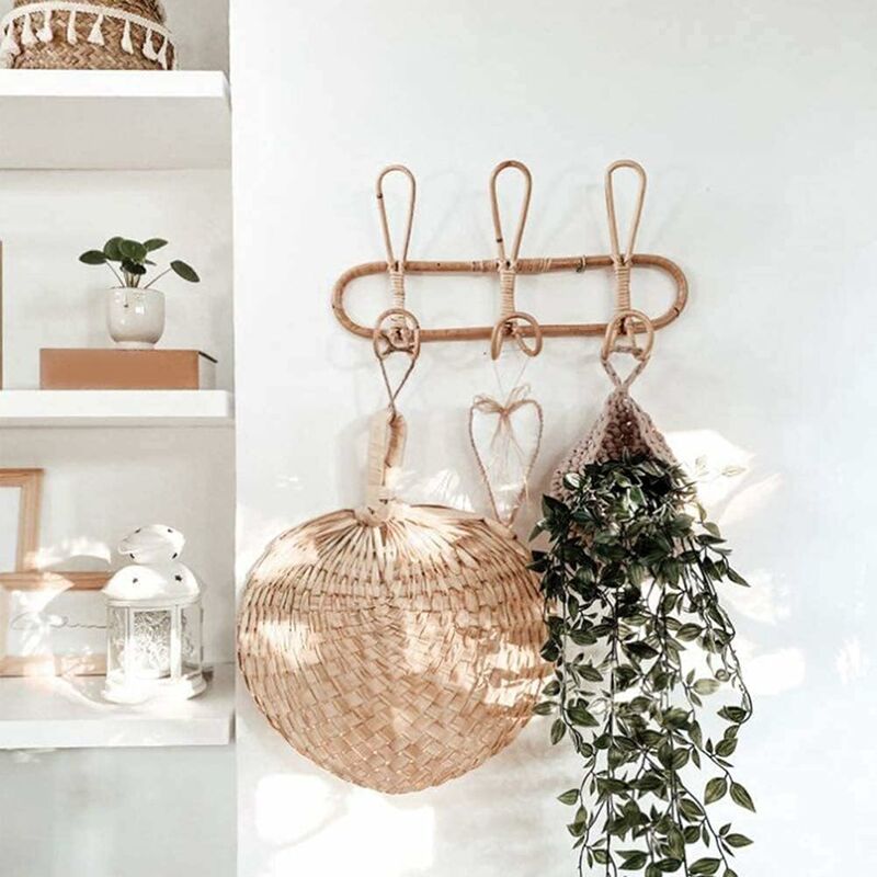 Rattan Wall Hooks Wall Coat Rack Wall Hook For Kids Clothes Hats And Clothing - Image 2