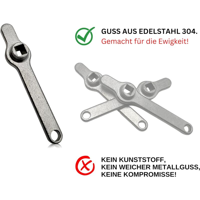Bleeder Wrench Heater Key Square Key Radiator Bleeder Handle Radiator Vent Absolute New Premium Stainless Steel - Image 3