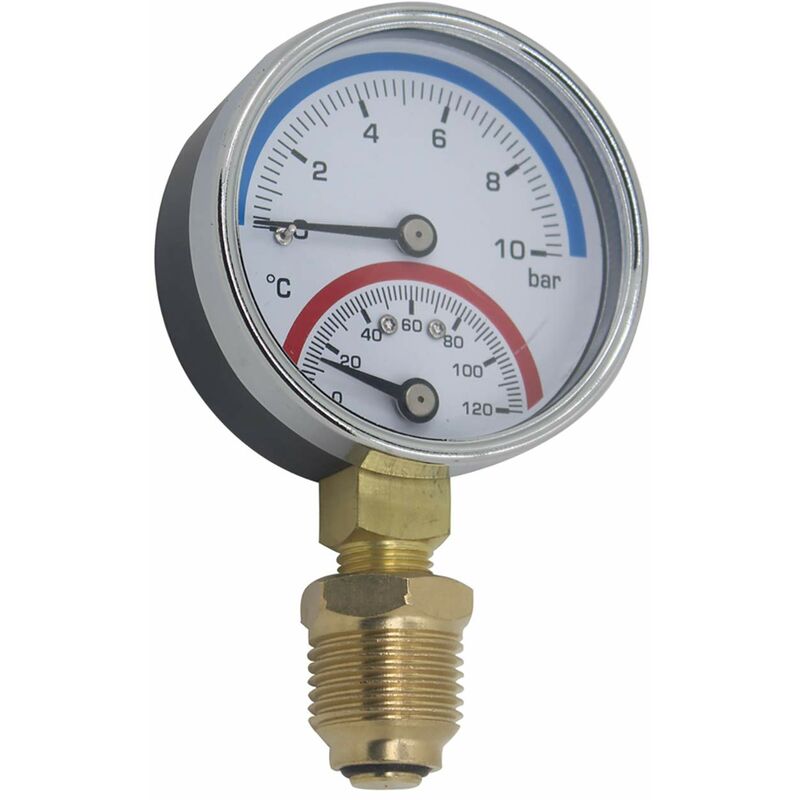 Thermomanometer 80Mm Pressure Gauge Temperature Thermometer Boiler Heating Radial Thread (80Mm 0-16Bar 1/4") - Image 2