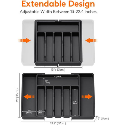 Cutlery Tray, Expandable Utensil Tray For Drawer, Adjustable Drawer Organizer For Kitchen, Compact Plastic Storage For - Image 3