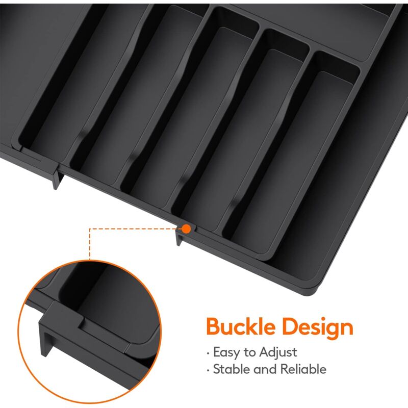 Cutlery Tray, Expandable Utensil Tray For Drawer, Adjustable Drawer Organizer For Kitchen, Compact Plastic Storage For - Image 4