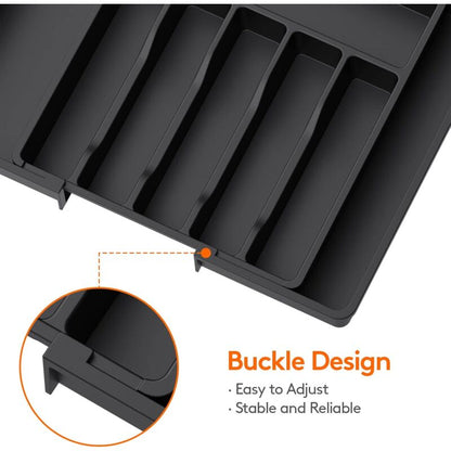 Cutlery Tray, Expandable Utensil Tray For Drawer, Adjustable Drawer Organizer For Kitchen, Compact Plastic Storage For - Image 4