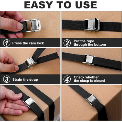 4 pcs Tie Down Strap, 2M X 20Mm Fastening Kit With Strap Clamp Buckle, For Motorcycle, Car, Bike Rack, Pulling Force: - Image 4