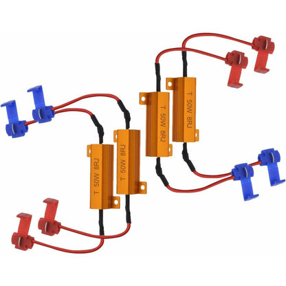 4 pcs 50W 8 Ohm LED Load Resistors Headlight Load Resistor Fog Light Decoder LED Turn Signal Resistor Decoder Wire (Fix