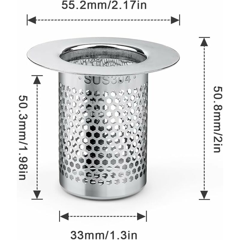 Shower Hair Filter, 3 pcs Stainless Steel Bathroom Sink Strainer, 5.5 X 5Cm Sink Stopper Filter For Balcony, Kitchen - Image 2