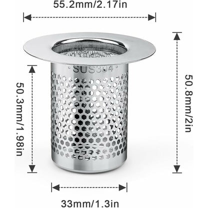 Shower Hair Filter, 3 pcs Stainless Steel Bathroom Sink Strainer, 5.5 X 5Cm Sink Stopper Filter For Balcony, Kitchen - Image 2
