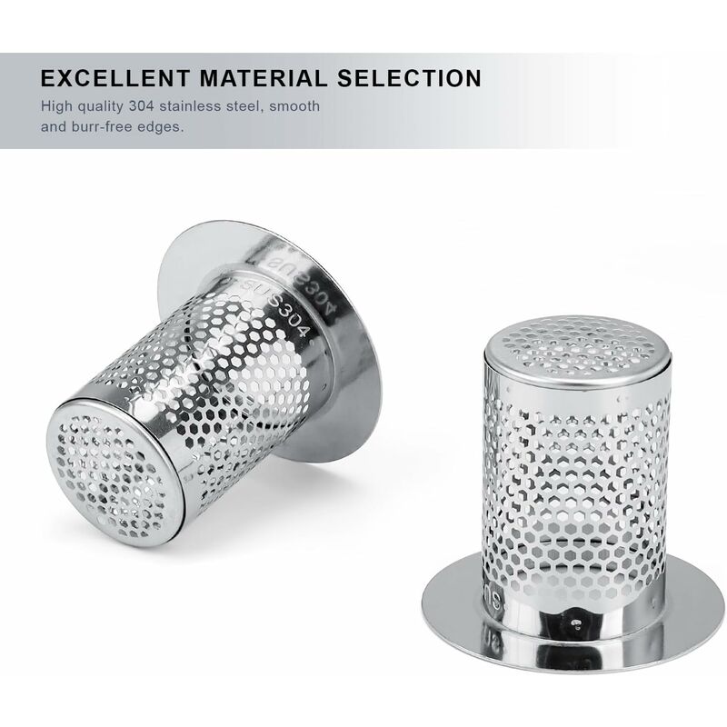 Shower Hair Filter, 3 pcs Stainless Steel Bathroom Sink Strainer, 5.5 X 5Cm Sink Stopper Filter For Balcony, Kitchen - Image 3