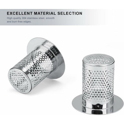 Shower Hair Filter, 3 pcs Stainless Steel Bathroom Sink Strainer, 5.5 X 5Cm Sink Stopper Filter For Balcony, Kitchen - Image 3