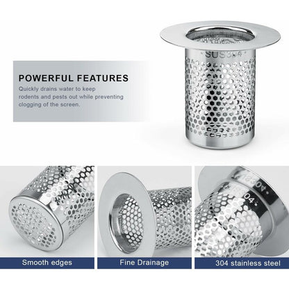 Shower Hair Filter, 3 pcs Stainless Steel Bathroom Sink Strainer, 5.5 X 5Cm Sink Stopper Filter For Balcony, Kitchen - Image 4