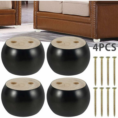 4 pcs Set ROund Wooden Furniture Legs Height 5Cm, For Sofa, Bed, Armchair, Wardrobe, With Screws And Tape (Black) - Image 2