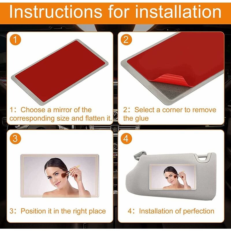 Car Sun Visor Mirror, Car Sun Visor Mirror, Car Vanity Mirror, Car Vanity Mirror, Car Makeup Mirror, Small, 110 X 65 Mm - Image 3