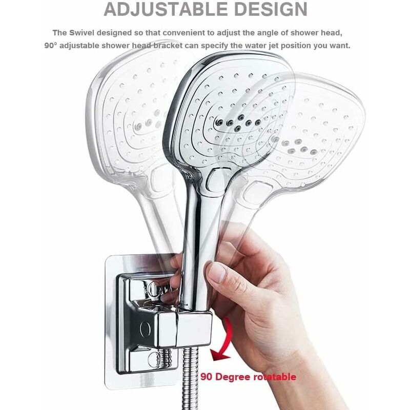 Shower Head Holder, 360° Adjustable Angle Shower Bracket, Solid Abs Shower Holder, No Drilling, Universal Wall Mount, - Image 2