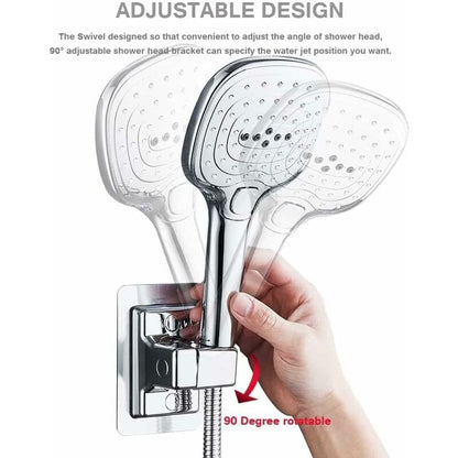 Shower Head Holder, 360° Adjustable Angle Shower Bracket, Solid Abs Shower Holder, No Drilling, Universal Wall Mount, - Image 2