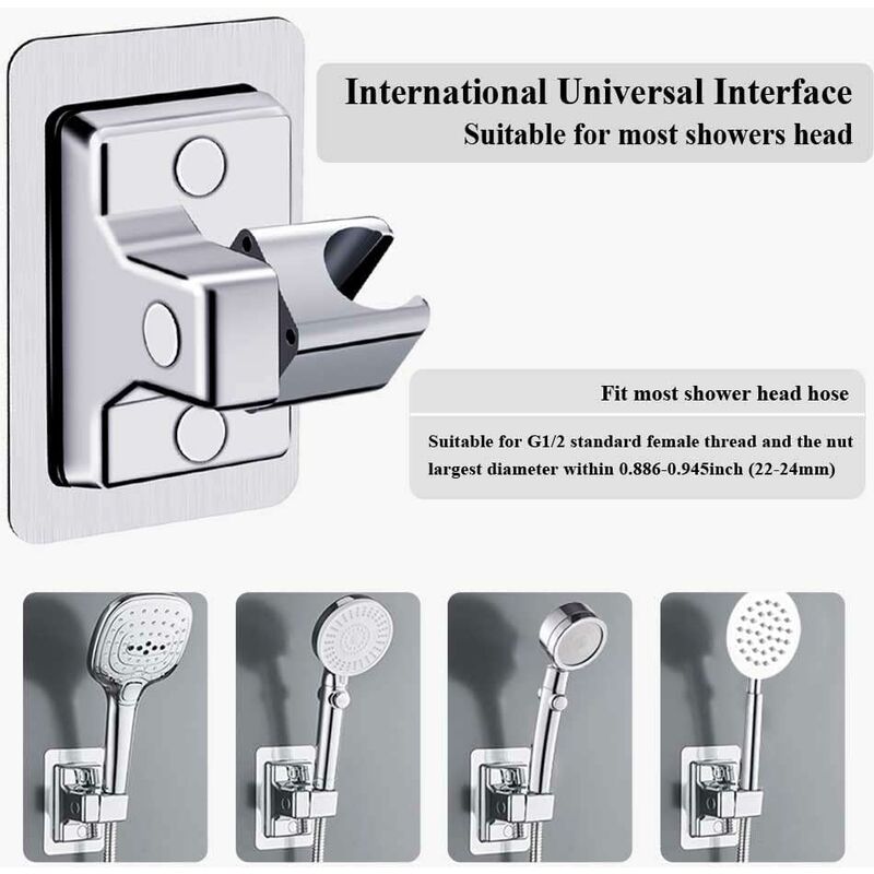 Shower Head Holder, 360° Adjustable Angle Shower Bracket, Solid Abs Shower Holder, No Drilling, Universal Wall Mount, - Image 3