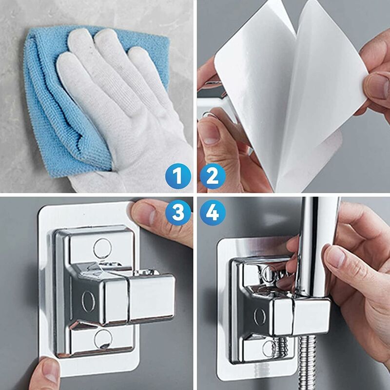 Shower Head Holder, 360° Adjustable Angle Shower Bracket, Solid Abs Shower Holder, No Drilling, Universal Wall Mount, - Image 4