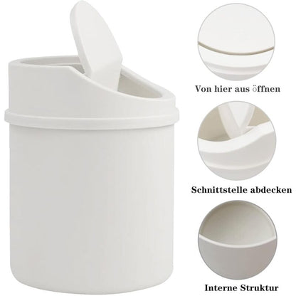 Mini Trash Can With Lid, Tabletop Trash Can, Small Plastic Trash Can, White - Image 2