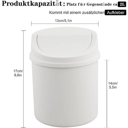 Mini Trash Can With Lid, Tabletop Trash Can, Small Plastic Trash Can, White - Image 3