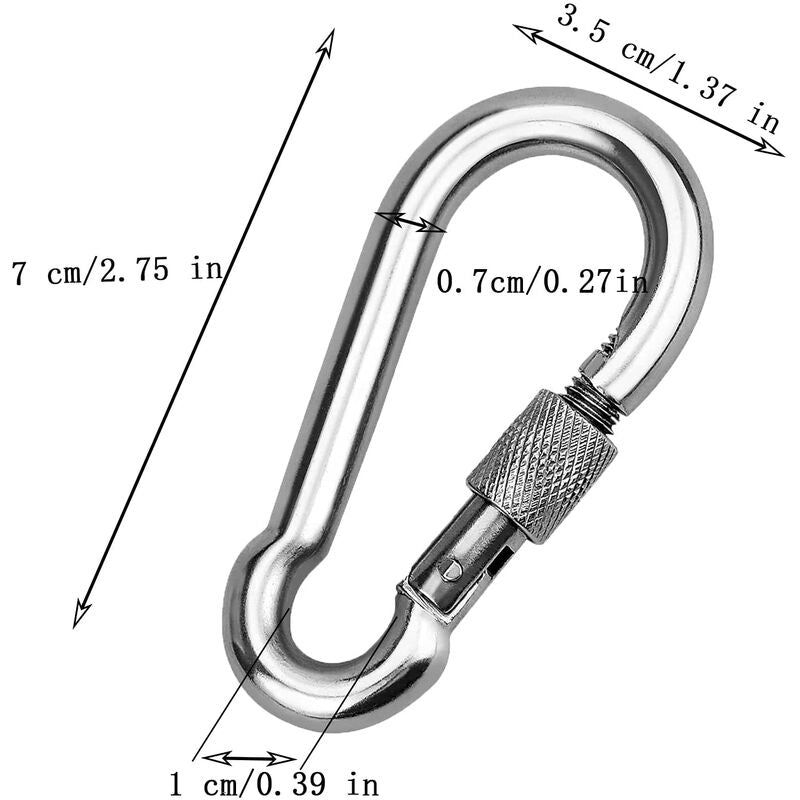 2 Pieces 304 Stainless Steel Carabiner, Stainless Steel Screw Gate Carabiner, Stainless Steel Carabiner, For Hanging - Image 2