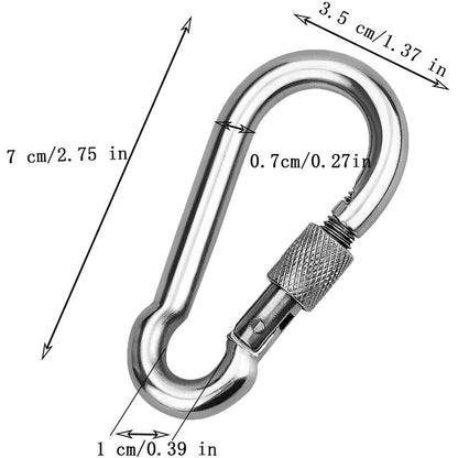 2 Pieces 304 Stainless Steel Carabiner, Stainless Steel Screw Gate Carabiner, Stainless Steel Carabiner, For Hanging - Image 2