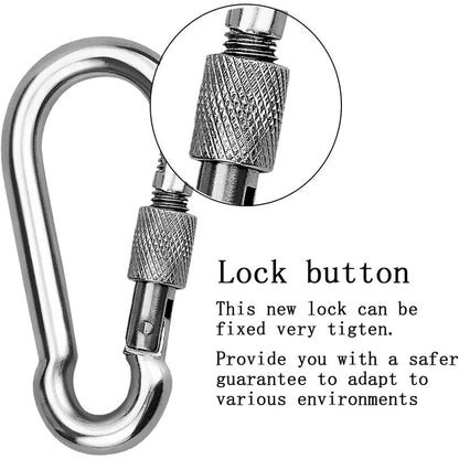 2 Pieces 304 Stainless Steel Carabiner, Stainless Steel Screw Gate Carabiner, Stainless Steel Carabiner, For Hanging - Image 3