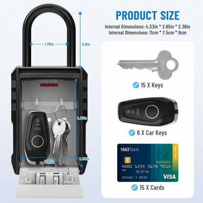 Waterproof Outdoor Security Key Box Key Box With Hook Large Key Box For Keys, Cards Home Schools Offices Garages,Grey - Image 3
