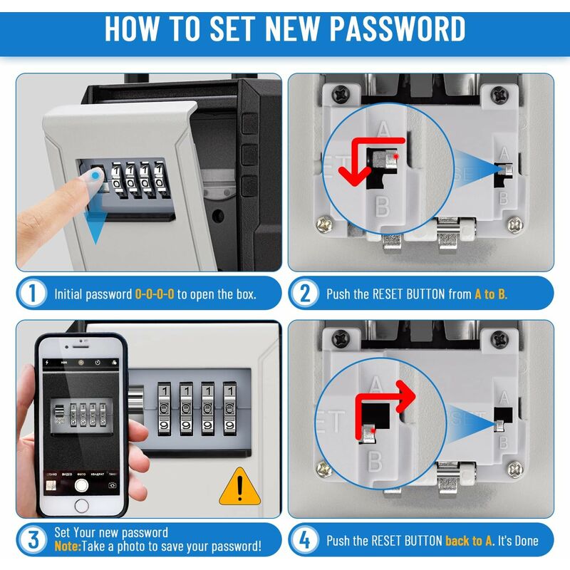 Waterproof Outdoor Security Key Box Key Box With Hook Large Key Box For Keys, Cards Home Schools Offices Garages,Grey - Image 4
