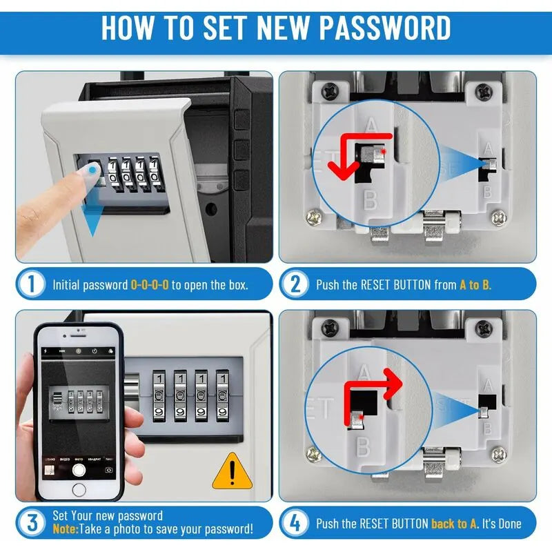 Waterproof Outdoor Security Key Box Key Box With Hook Large Key Box For Keys, Cards Home Schools Offices Garages,Grey - Image 4